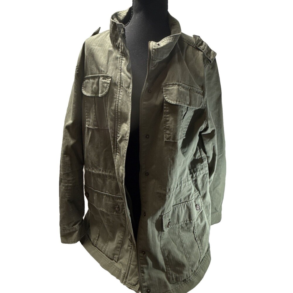 Merona OD Green Field Jacket Women's XXL Military Style Pockets Zip